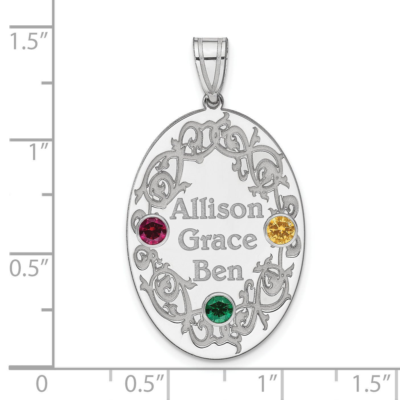 Sterling Silver Rhodium-plated Crystal Family Pendant