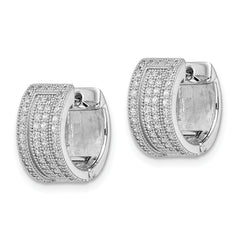 Brilliant Embers Sterling Silver Rhodium-plated 106 Stone Micro Pav‚ CZ Hinged Hoop Earrings