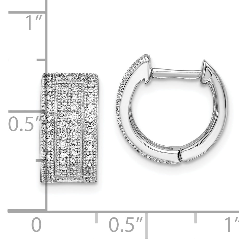 Brilliant Embers Sterling Silver Rhodium-plated 106 Stone Micro Pav‚ CZ Hinged Hoop Earrings