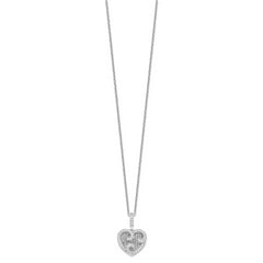 Brilliant Embers Sterling Silver Rhodium-plated 100 Stone 18 inch Micro Pav‚ CZ Polished Heart Necklace with 2 Inch Extender