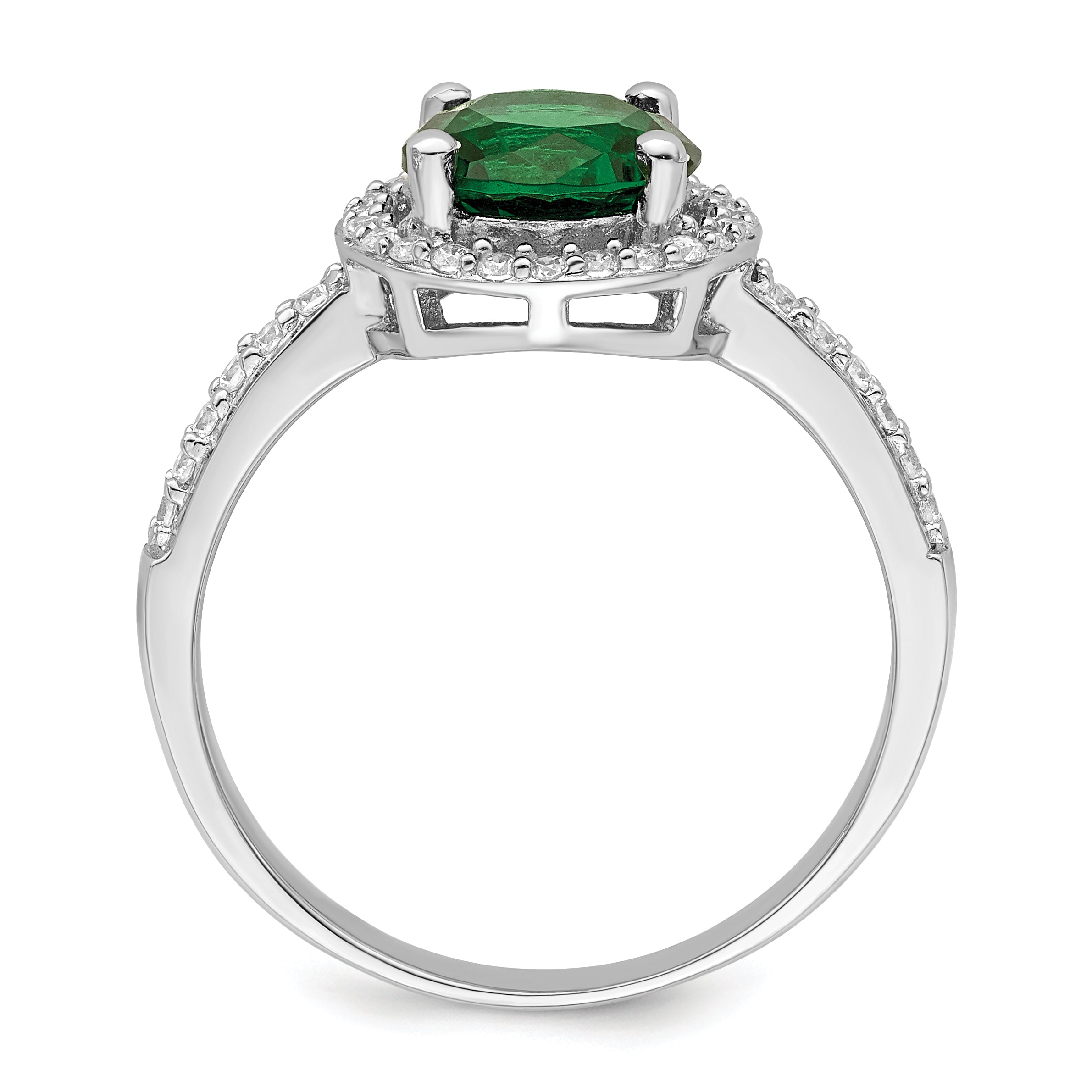 Brilliant Embers Sterling Silver Rhodium-plated 35 Stone White and Green Micro Pav‚ CZ Ring