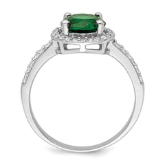 Brilliant Embers Sterling Silver Rhodium-plated 35 Stone White and Green Micro Pav‚ CZ Ring