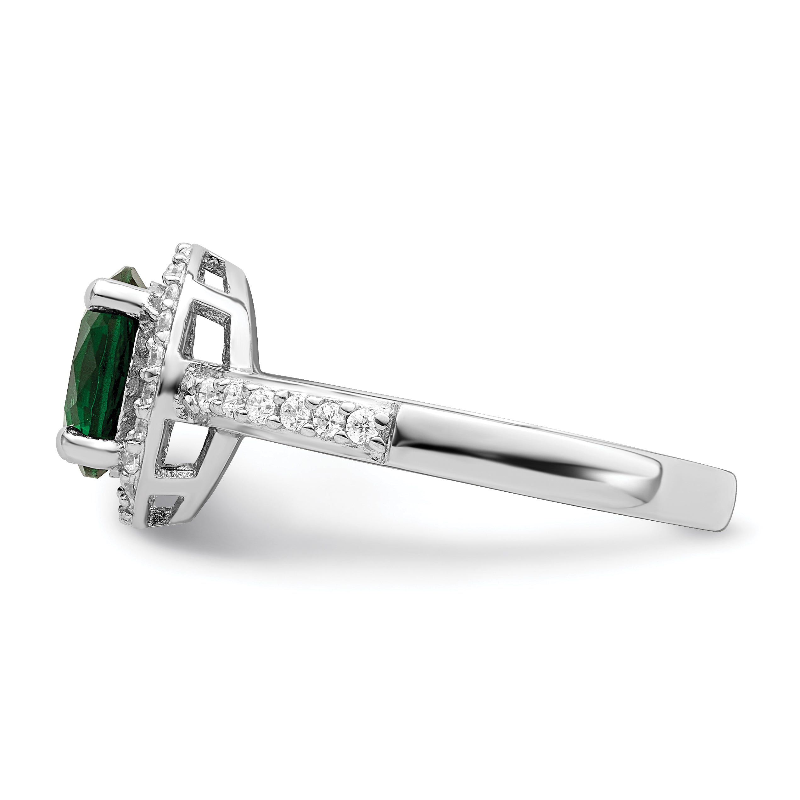 Brilliant Embers Sterling Silver Rhodium-plated 35 Stone White and Green Micro Pav‚ CZ Ring