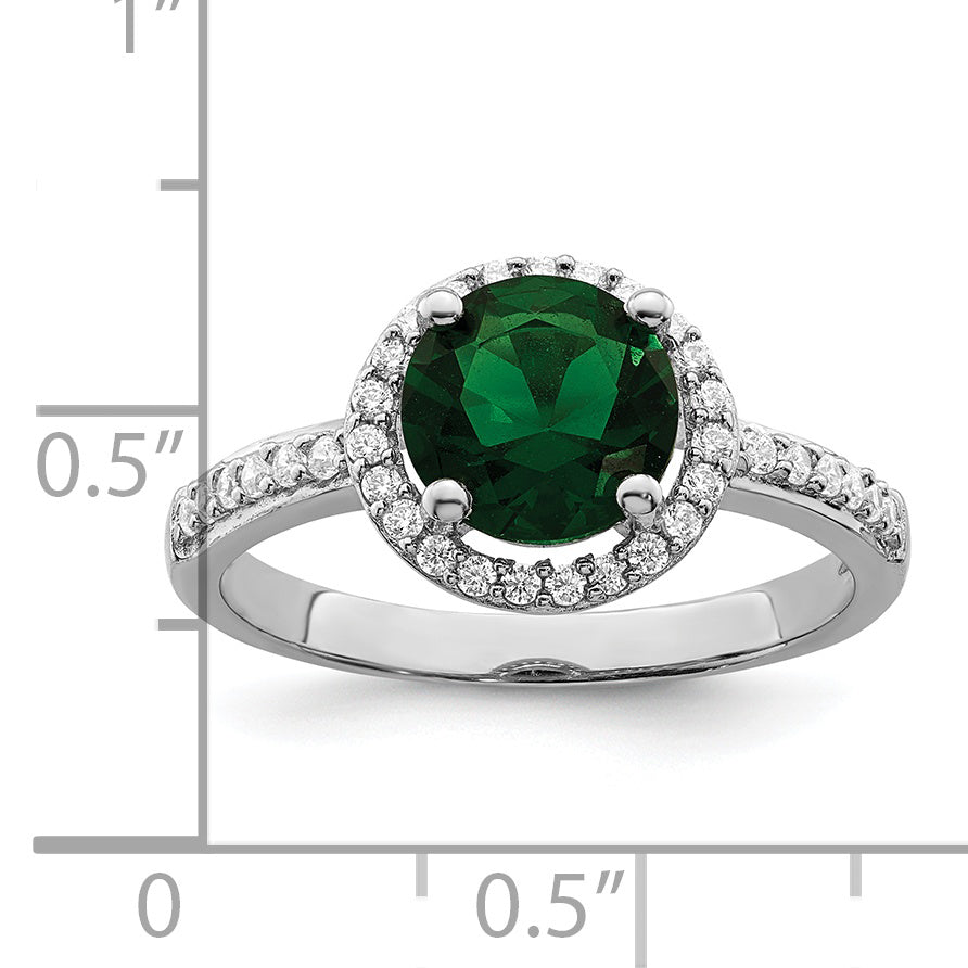 Brilliant Embers Sterling Silver Rhodium-plated 35 Stone White and Green Micro Pav‚ CZ Ring