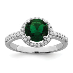 Brilliant Embers Sterling Silver Rhodium-plated 35 Stone White and Green Micro Pav‚ CZ Ring