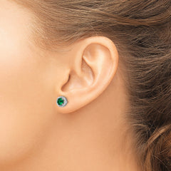 Brilliant Embers Sterling Silver Rhodium-plated 34 Stone White and Green Micro Pav‚ Halo CZ Post Earrings