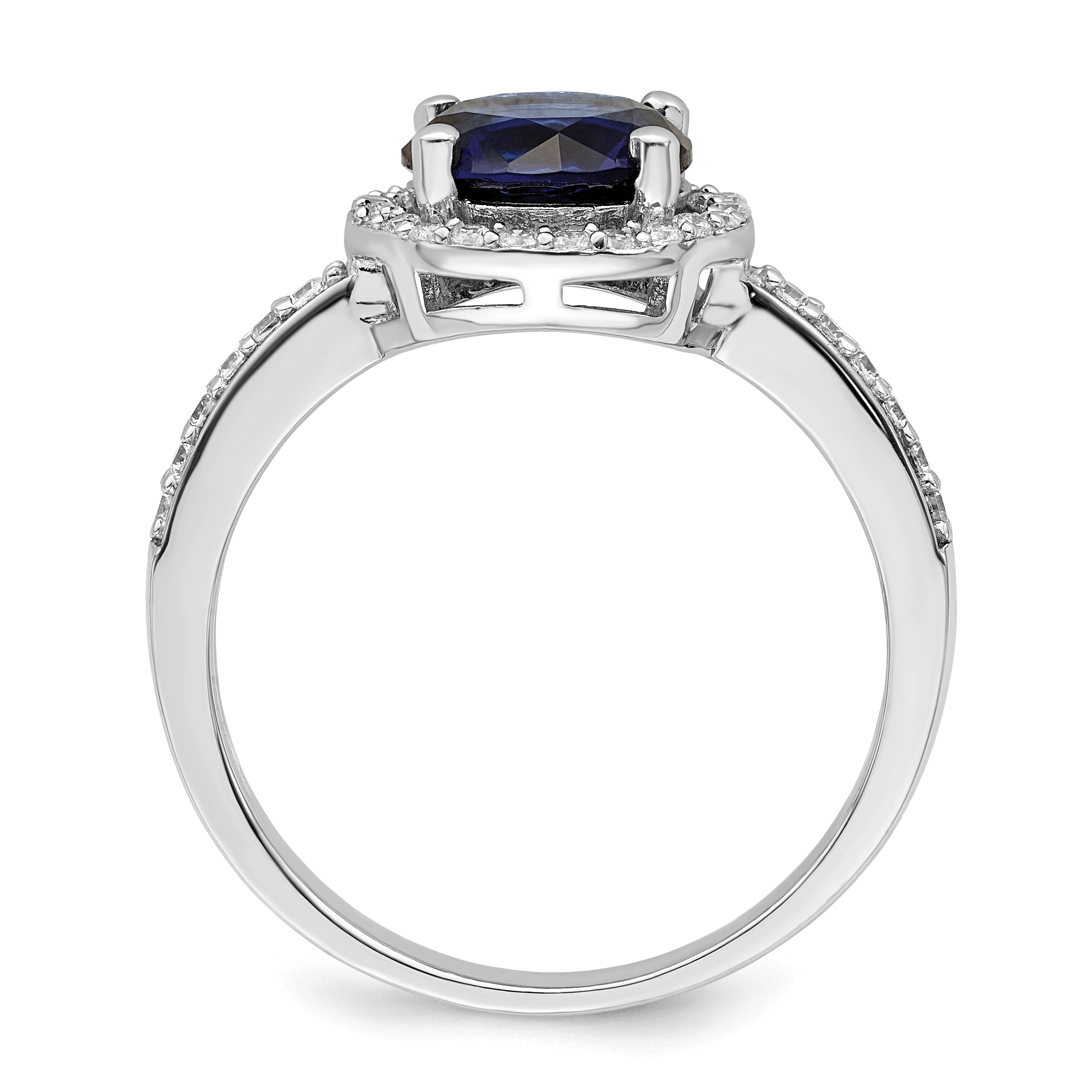 Brilliant Embers Sterling Silver Rhodium-plated 35 Stone White and Blue Micro Pav‚ CZ Ring