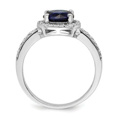 Brilliant Embers Sterling Silver Rhodium-plated 35 Stone White and Blue Micro Pav‚ CZ Ring