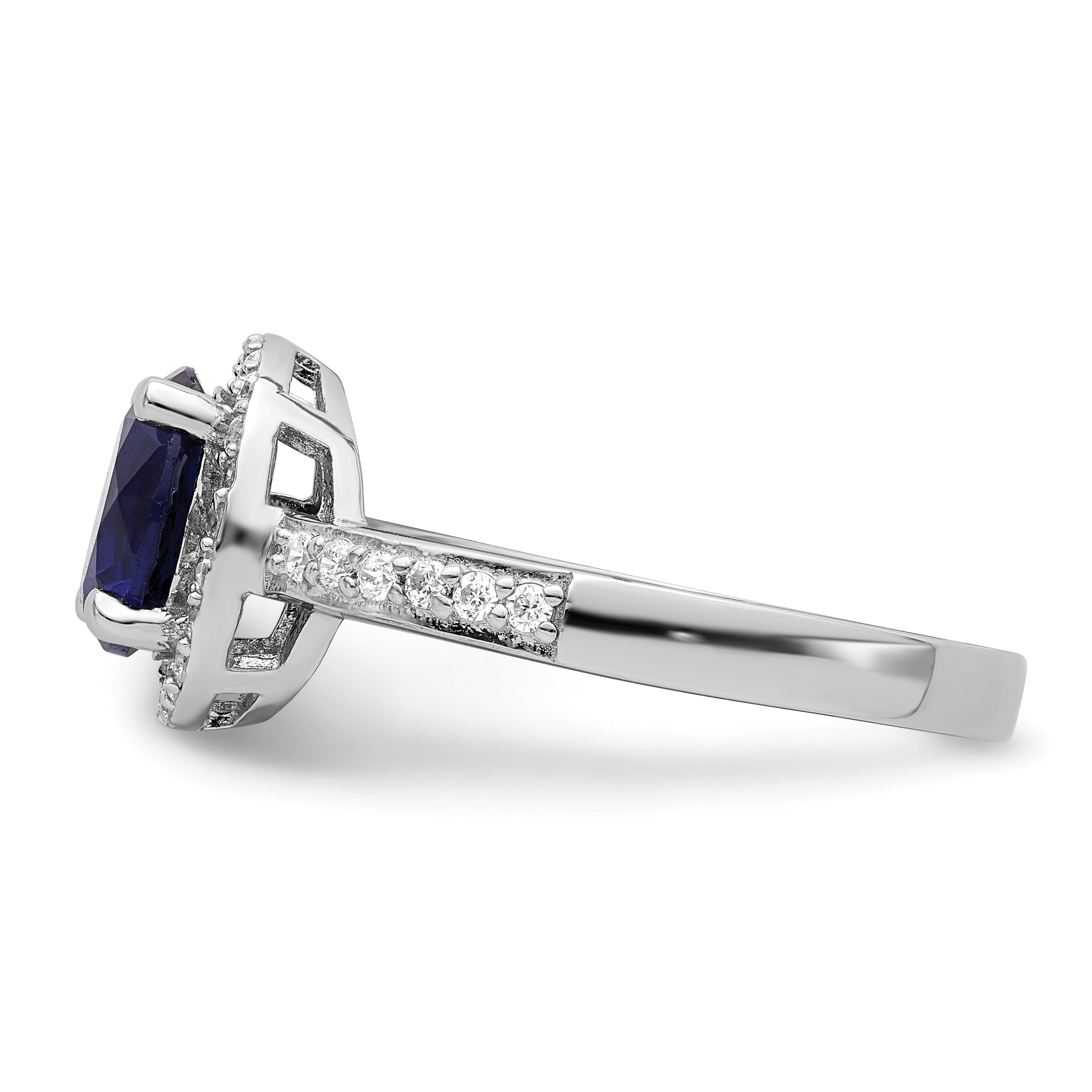 Brilliant Embers Sterling Silver Rhodium-plated 35 Stone White and Blue Micro Pav‚ CZ Ring