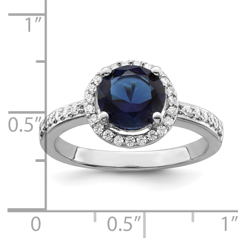 Brilliant Embers Sterling Silver Rhodium-plated 35 Stone White and Blue Micro Pav‚ CZ Ring