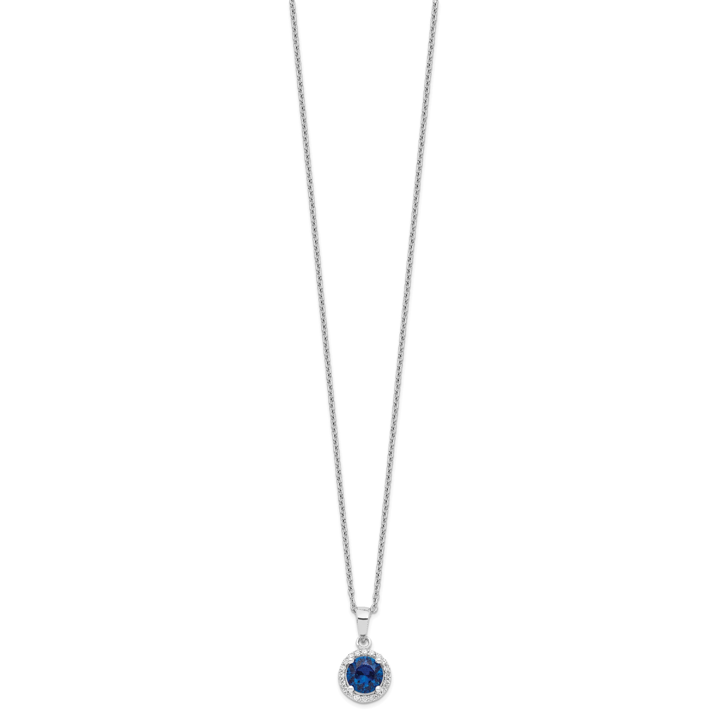 Brilliant Embers Sterling Silver Rhodium-plated 20 Stone 18 inch White and Blue Micro Pav‚ CZ Necklace with 2 Inch Extender