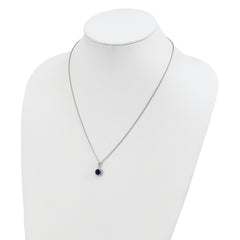 Brilliant Embers Sterling Silver Rhodium-plated 20 Stone 18 inch White and Blue Micro Pav‚ CZ Necklace with 2 Inch Extender