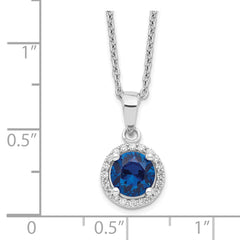 Brilliant Embers Sterling Silver Rhodium-plated 20 Stone 18 inch White and Blue Micro Pav‚ CZ Necklace with 2 Inch Extender