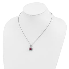 Brilliant Embers Sterling Silver Rhodium-plated 104 stone 18 inch Micro Pav‚ Red and White CZ Circle Necklace with 2 Inch Extender