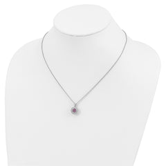 Brilliant Embers Sterling Silver Rhodium-plated 63 Stone 18 inch Micro Pav‚ Red and White CZ Necklace with 2 Inch Extender