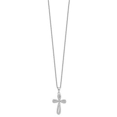 Brilliant Embers Sterling Silver Rhodium-plated 55 Stone 18 inch Micro Pav‚ CZ Cross Necklace with 2 Inch Extender