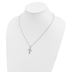 Brilliant Embers Sterling Silver Rhodium-plated 55 Stone 18 inch Micro Pav‚ CZ Cross Necklace with 2 Inch Extender