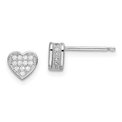 Brilliant Embers Sterling Silver Rhodium-plated 54 Stone Micro Pav‚ CZ Heart Post Earrings