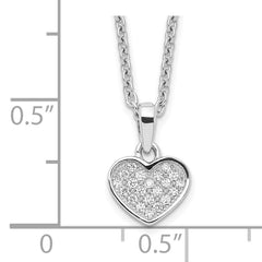 Brilliant Embers Sterling Silver Rhodium-plated 21 Stone 18 inch Micro Pav‚ CZ Heart Necklace with 2 Inch Extender