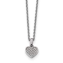 Sophia Jewelers Sterling Silver CZ Heart Necklace with Rhodium Plating