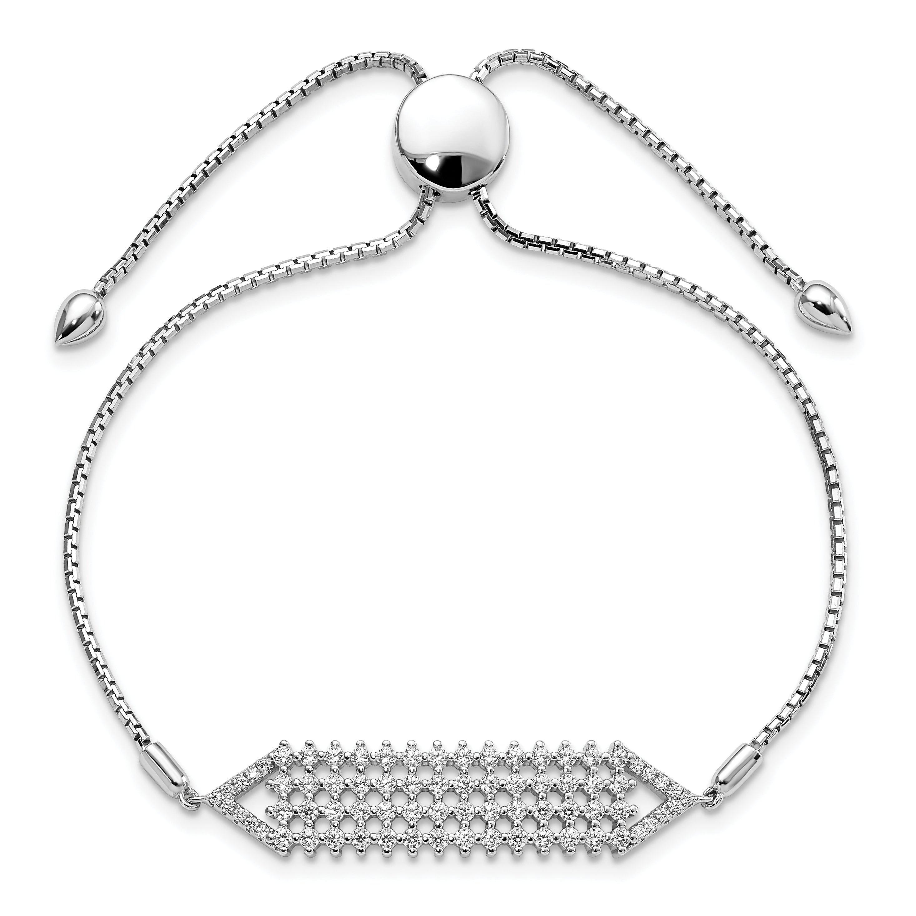 Brilliant Embers Sterling Silver Rhodium-plated 74 Stone Micro Pav‚ CZ Adjustable Bracelet