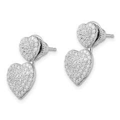 Sterling Silver CZ Brilliant Embers Hearts Post Earrings