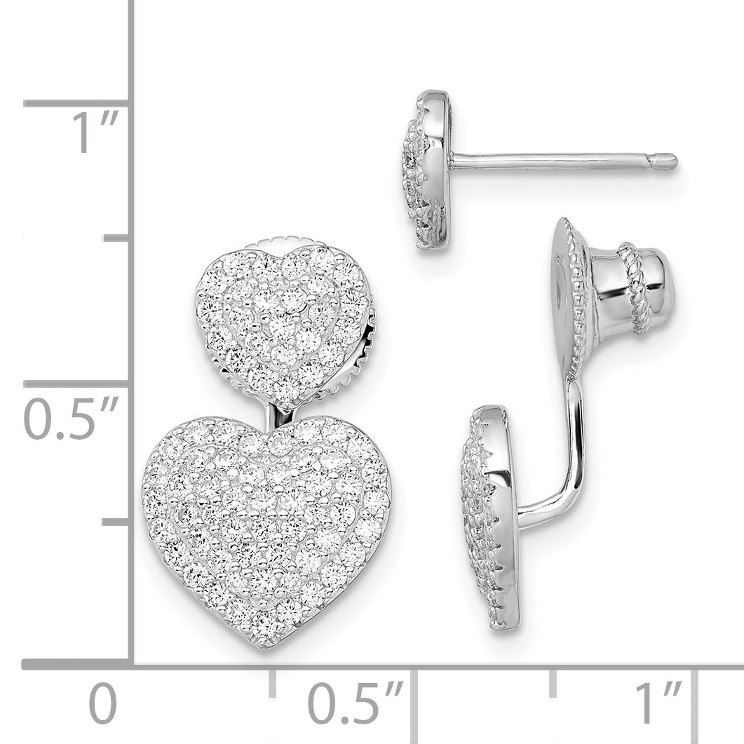 Sterling Silver CZ Brilliant Embers Hearts Post Earrings