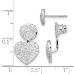 Sterling Silver CZ Brilliant Embers Hearts Post Earrings