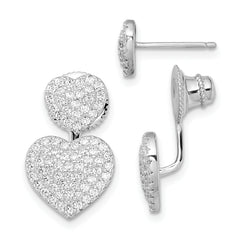 Sterling Silver CZ Brilliant Embers Hearts Post Earrings