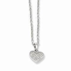 Sophia Jewelers Sterling Silver CZ Heart Necklace with Rhodium Plating