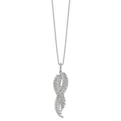 Brilliant Embers Sterling Silver Rhodium-plated 219 Stone 18 inch Micro Pav‚ CZ Feathers Necklace with 2 Inch Extender