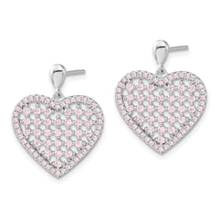 Brilliant Embers Sterling Silver Pink CZ Heart Post Dangle Earrings