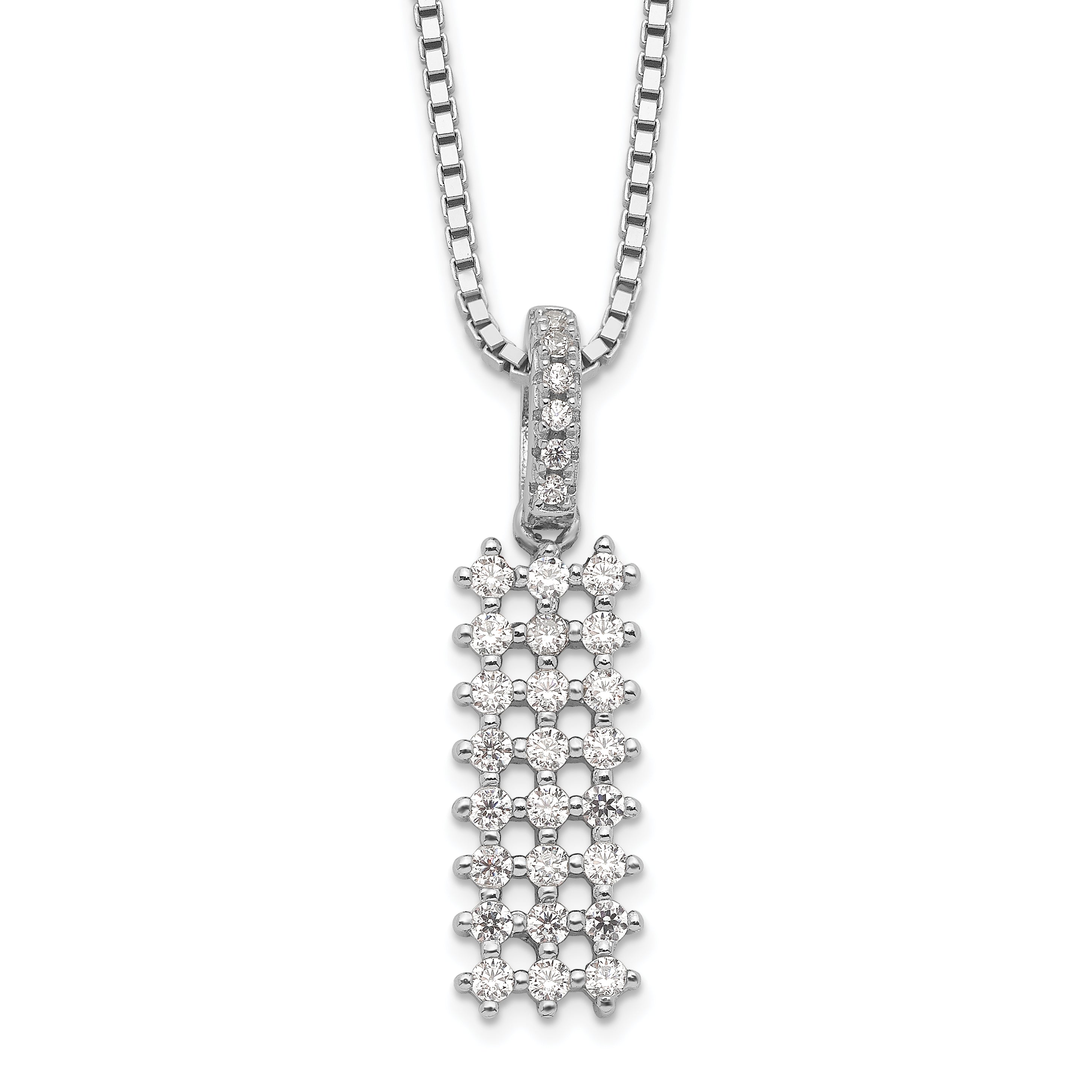 Brilliant Embers Sterling Silver Rhodium-plated 31 Stone 18 inch Micro Pav‚ CZ Necklace with 2 Inch Extender