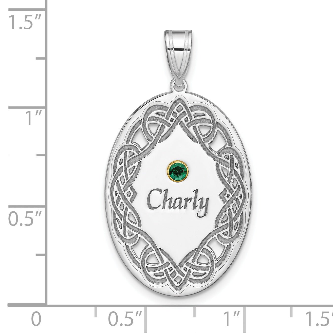 Sterling Silver Rhodium-plated/14k Bezel Crystal Family Pendant