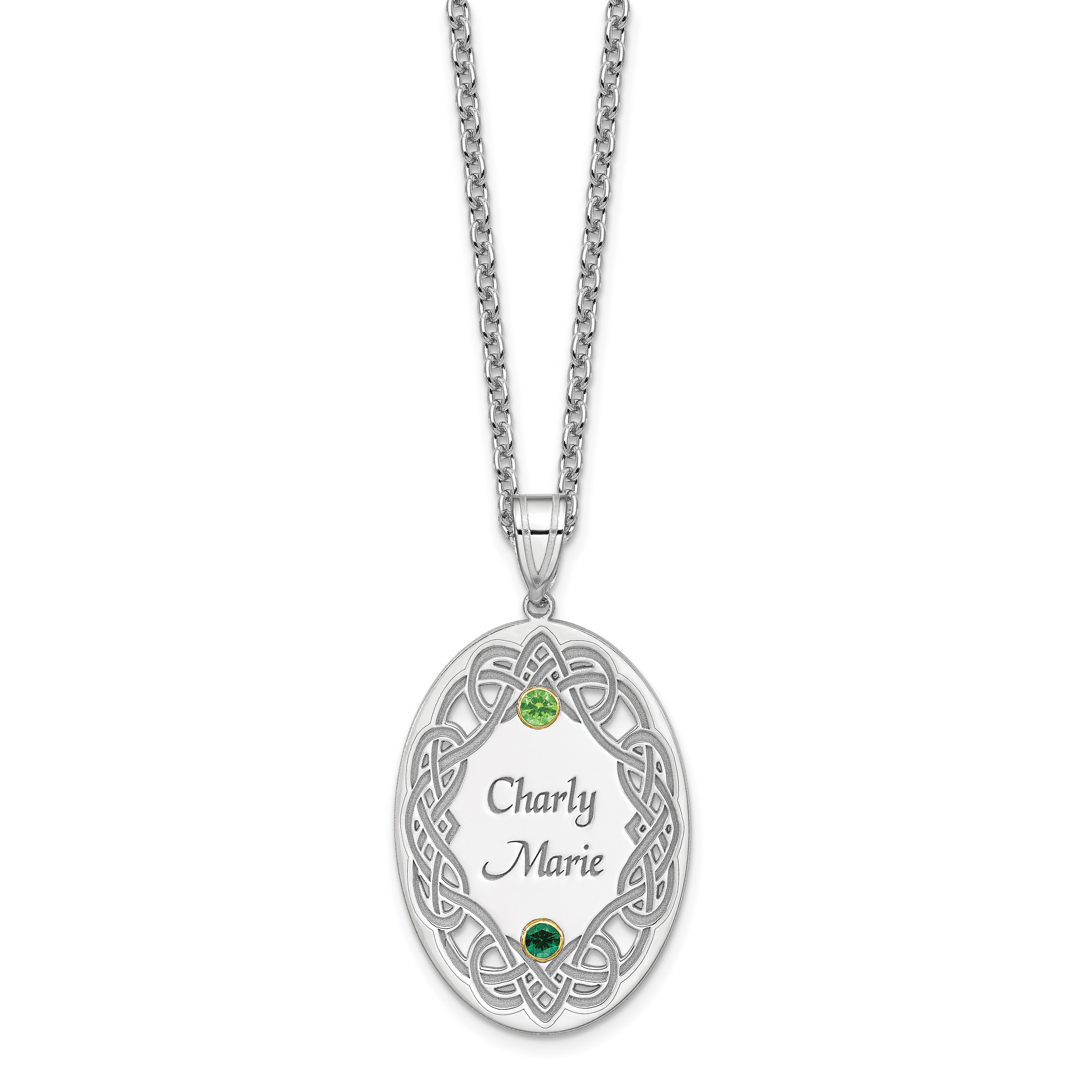 Sterling Silver Rhodium-plated/14k Bezel Crystal Family Pendant