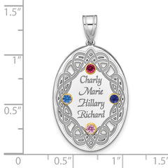 Sterling Silver Rhodium-plated/14k Bezel Crystal Family Pendant