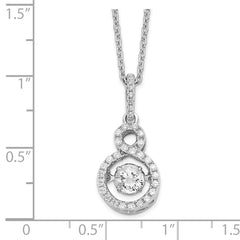 Brilliant Embers Sterling Silver Rhodium-plated 34 Stone with Moving Center Vibrant CZ and Micro Pav‚ CZ Infinity Necklace with 2 Inch Extender