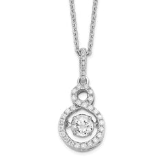 Brilliant Embers Sterling Silver Rhodium-plated 34 Stone with Moving Center Vibrant CZ and Micro Pav‚ CZ Infinity Necklace with 2 Inch Extender