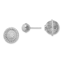 Brilliant Embers Sterling Silver Rhodium-plated 130 Stone Front Back Micro Pav‚ CZ Earrings