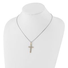 Brilliant Embers Sterling Silver Gold-tone & CZ Cross w/ 2in ext Necklace