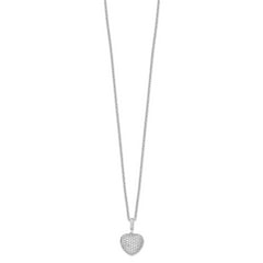 Brilliant Embers Sterling Silver Rhodium-plated 74 Stone 18 inch Micro Pav‚ CZ Heart Necklace with 2 Inch Extender