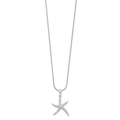 Sophia Jewelers Sterling Silver CZ Starfish Necklace with Extender