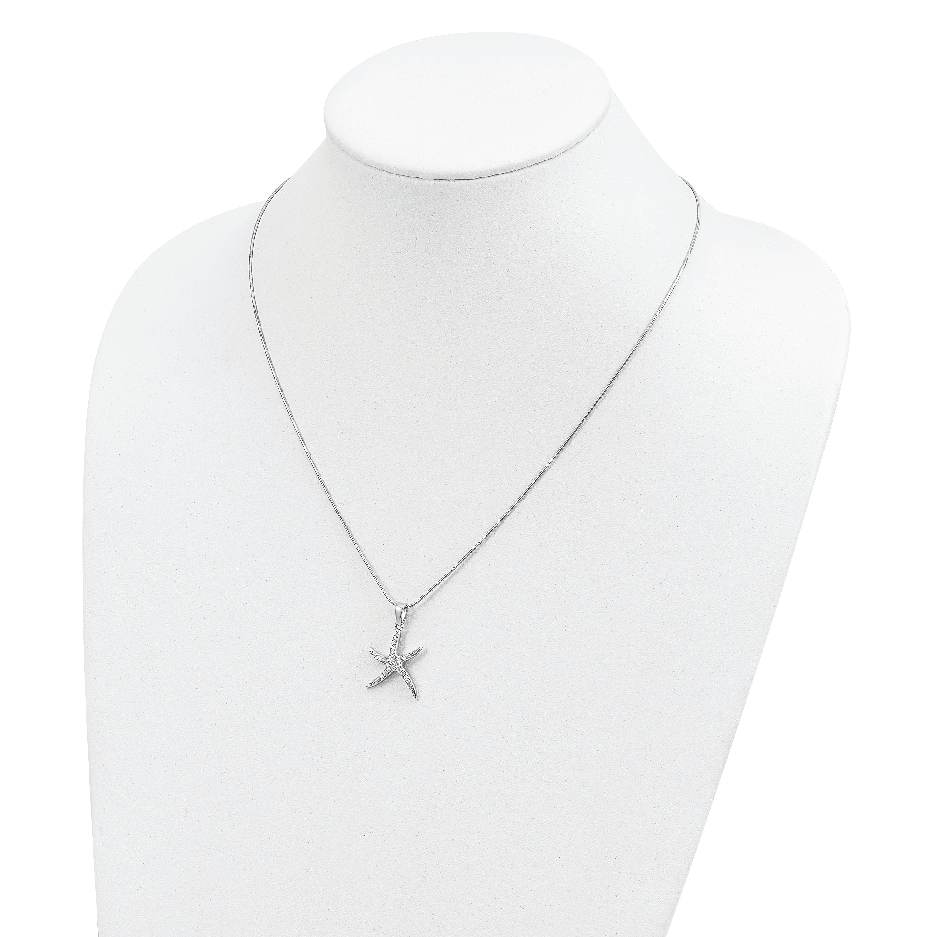 Sophia Jewelers Sterling Silver CZ Starfish Necklace with Extender