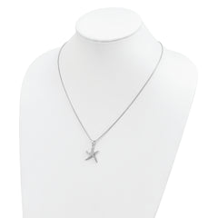 Brilliant Embers Sterling Silver Rhodium-plated 31 Stone 18 inch Micro Pav‚ CZ Starfish Necklace with 2 Inch Extender