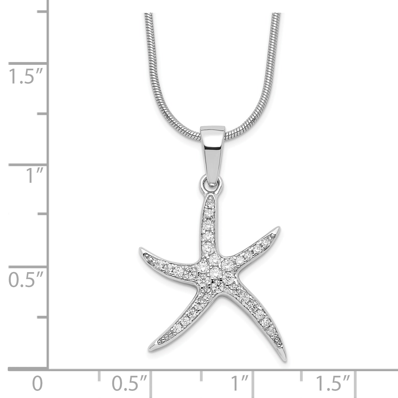 Sophia Jewelers Sterling Silver CZ Starfish Necklace with Extender