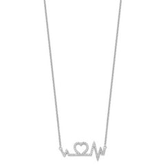 Brilliant Embers Sterling Silver Rhodium-plated 64 Stone 15.75 inch Micro Pav‚ CZ Heart Necklace with 2 Inch Extender