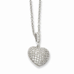 Sophia Jewelers 925 Sterling Silver Heart Necklace with CZ Embers