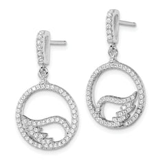 Brilliant Embers Sterling Silver Rhodium-plated 128 Stone Micro Pav‚ CZ Wing Dangle Post Earrings