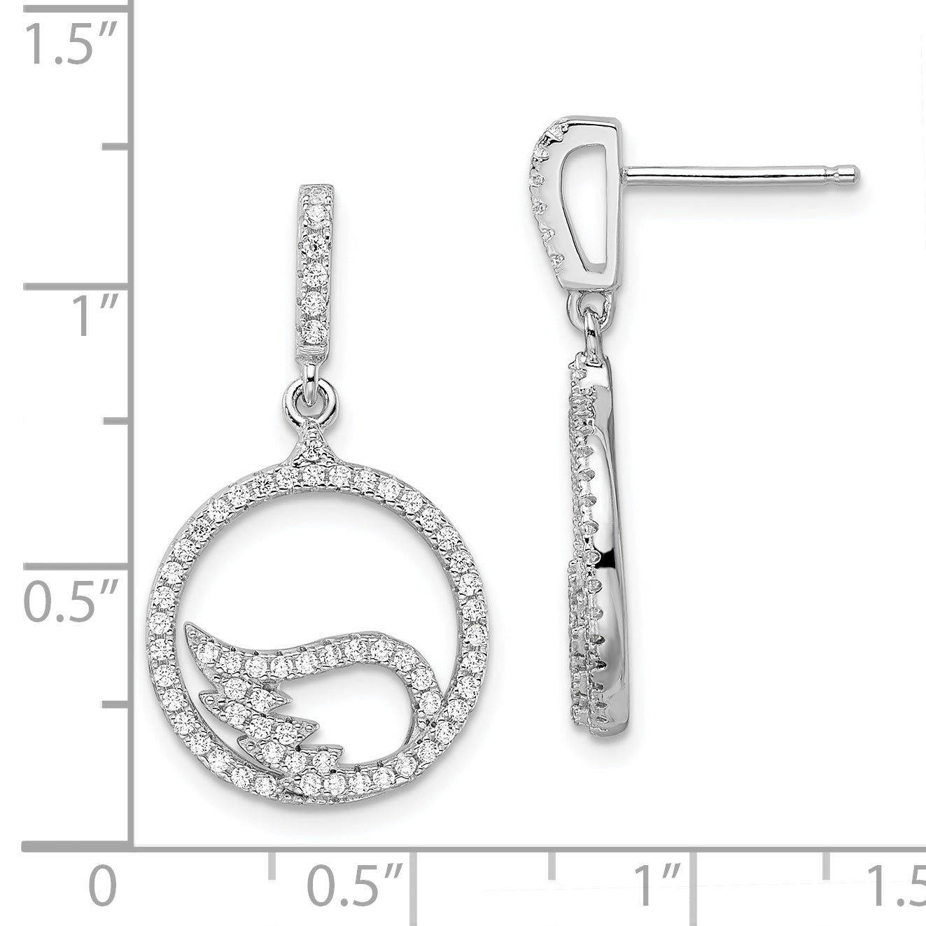 Brilliant Embers Sterling Silver Rhodium-plated 128 Stone Micro Pav‚ CZ Wing Dangle Post Earrings