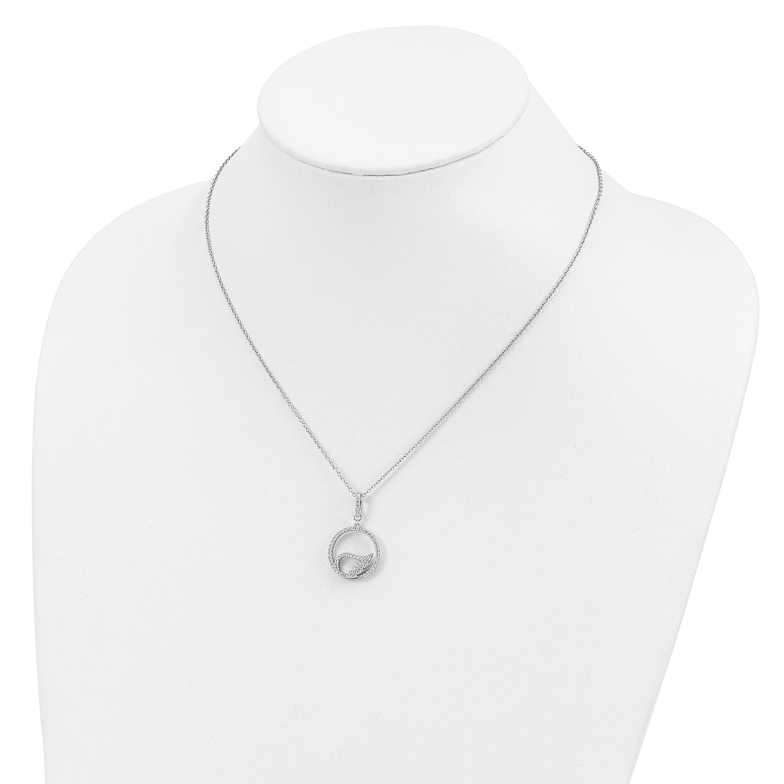 Brilliant Embers Sterling Silver Rhodium-plated 67 Stone 18 inch Micro Pav‚ CZ Wing Necklace with 2 Inch Extender